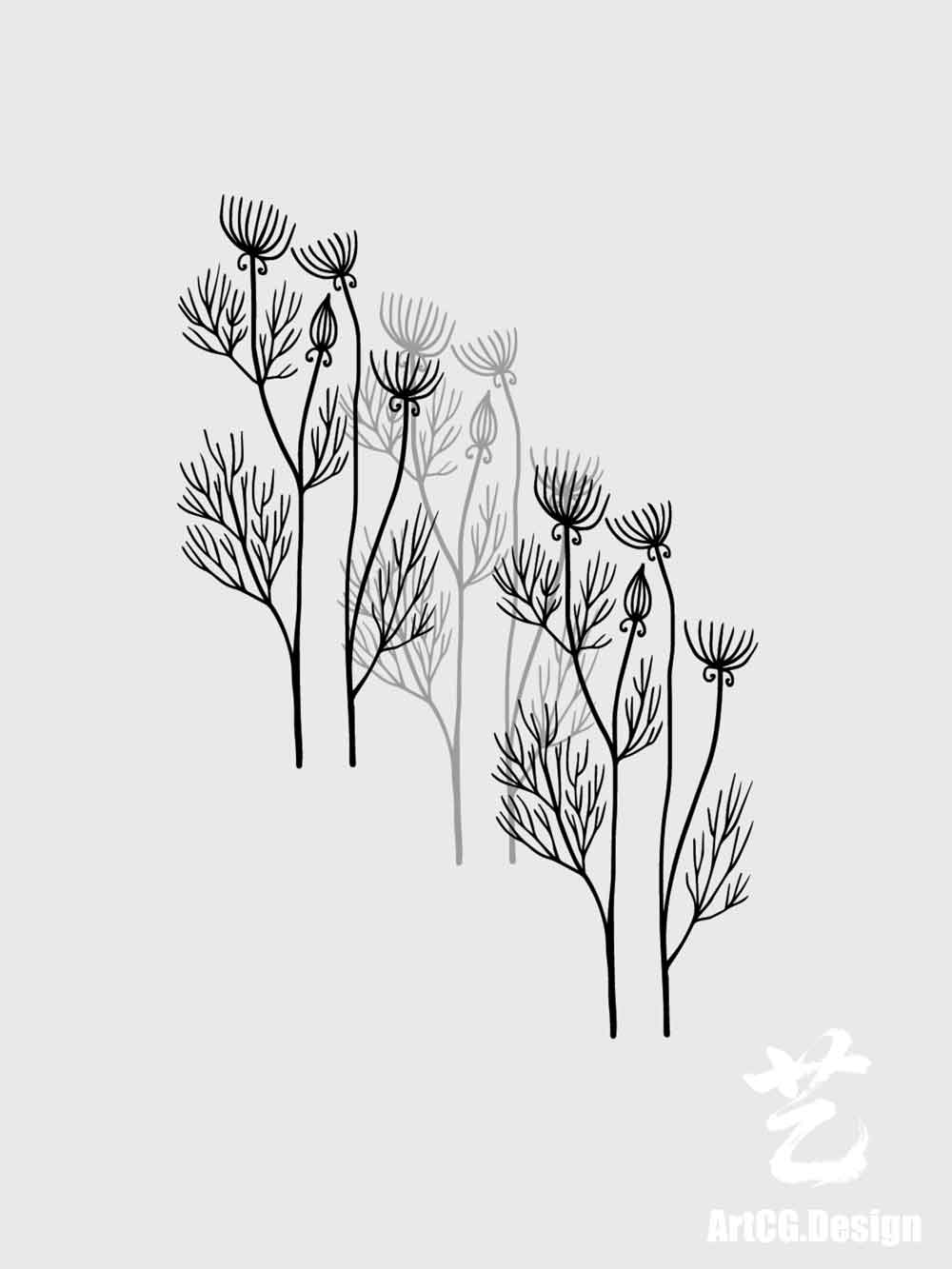 00004.淡雅的线条花纹笔刷PS photoshop Procreate笔刷
